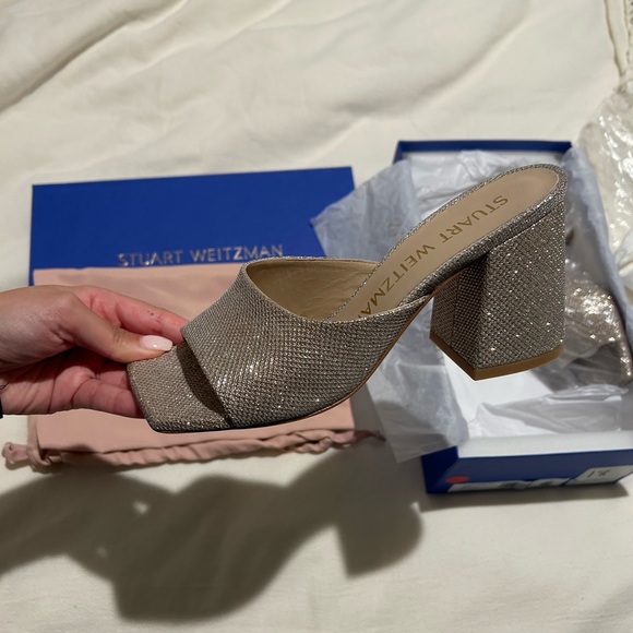 Stuart Weitzman Tia Block Heel Leather Sandals - Picture 8 of 10